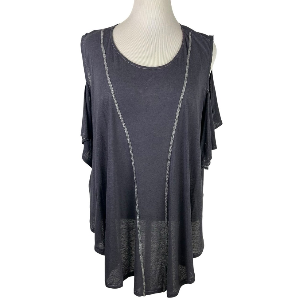 WE THE FREE People Gray Oversized Knit TOP L Indie, Linen Tunic Boho Grunge